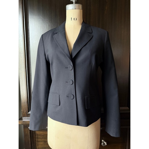 Anne Klein Jackets & Blazers - Anne Klein Suit Black Wool Blend 3-Button Blazer Jacket 12P Petite